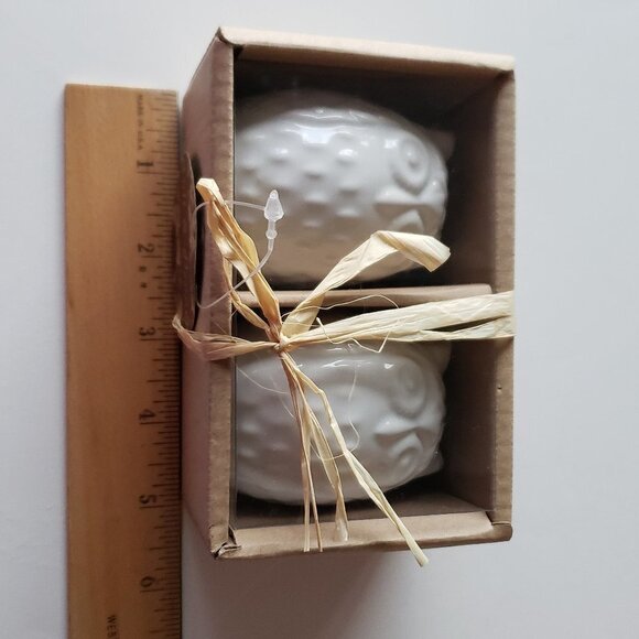 NWT - Owl Glazed White Stoneware Salt and Pepper - Picture 5 of 6